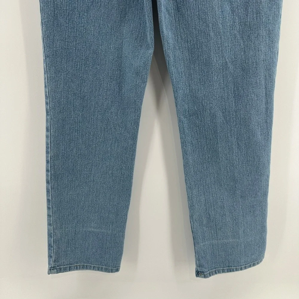 Gloria Vanderbilt Straight Jeans Womens 12 Petite Blue Denim Stretch Mid Rise